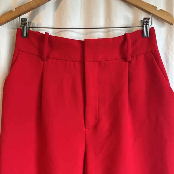 Zara Red Pleated Business Casual Blogger Trouser Pants - Picture 4 of 11